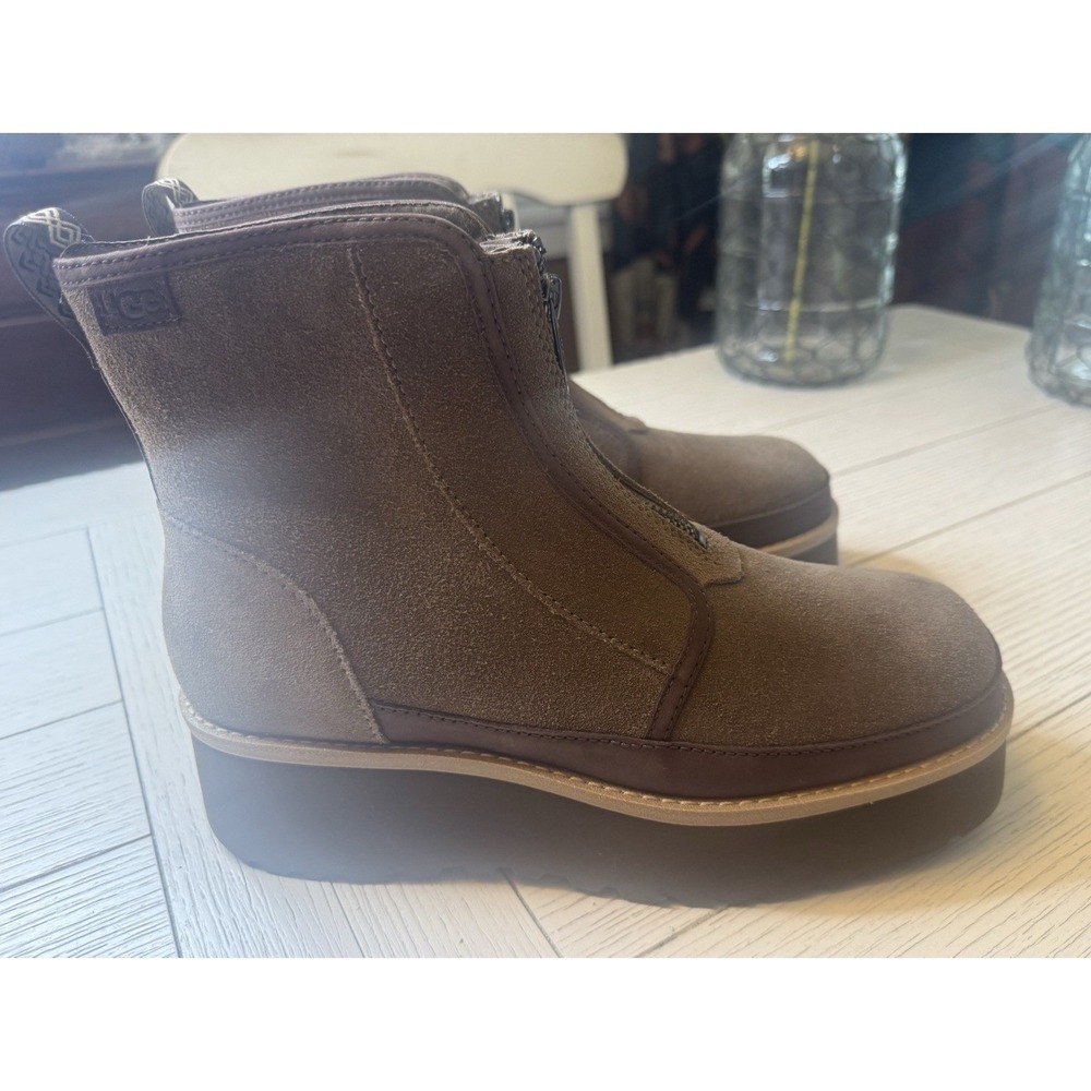 UGG NEW Women's Cityfunc Front Zip Platform Boots 1158194 Hickory Brown Sz 9.5